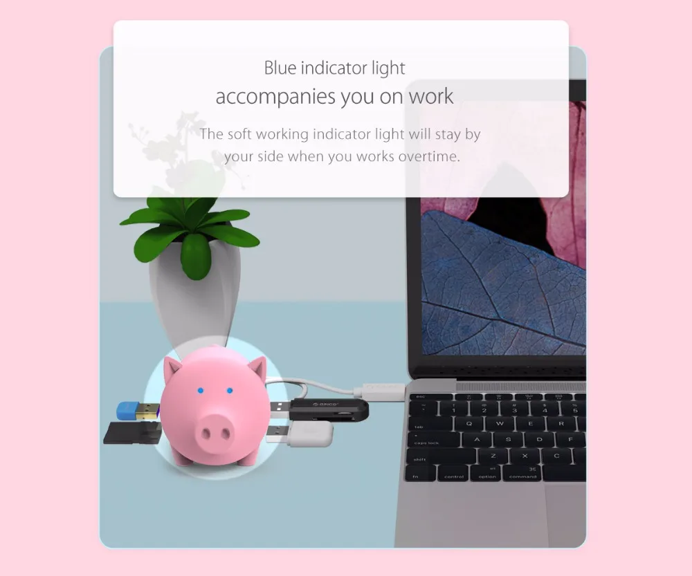 ORICO Cute Pig USB 3,0 концентратор многопортовый usb-адаптер 3 USB порта с TF SD кард-ридер адаптер для ноутбуков MacBook компьютерные аксессуары