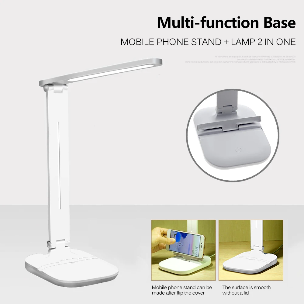  LED Desk Lamp Foldable Touch Dimmer Table Lamps USB Charging Eye Protection Reading Light with Mult