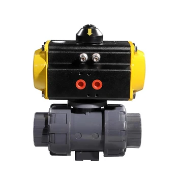 

1.5 inch PVC Pneumatic Ball Valve Spring Returned Double Union Connection PTFE Seat