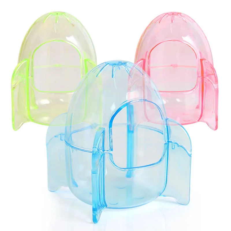 

1pc Cute Cartoon Small Pet Plastic Transparent Rocket Shape Bath Room Hamster Gerbil Rodent Mice Cage Bed House Random Color