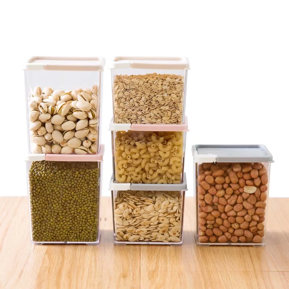

Kitchen Food Storage Container Refrigerator Organizer Tea Bean Grain Spice Food Box Clear Plastic Containers for Food Storage