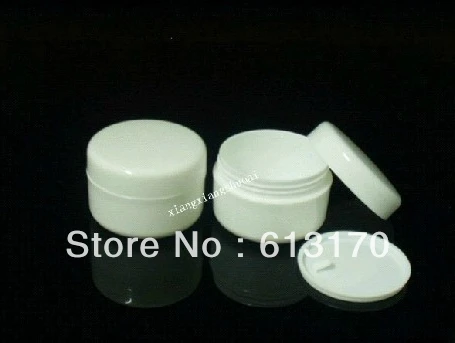 Cheap Chance of  30pcs 15g Empty cream jar with inner cap white Plastic Nail Art Glitter Tins Sample jar Cosmetic Pa