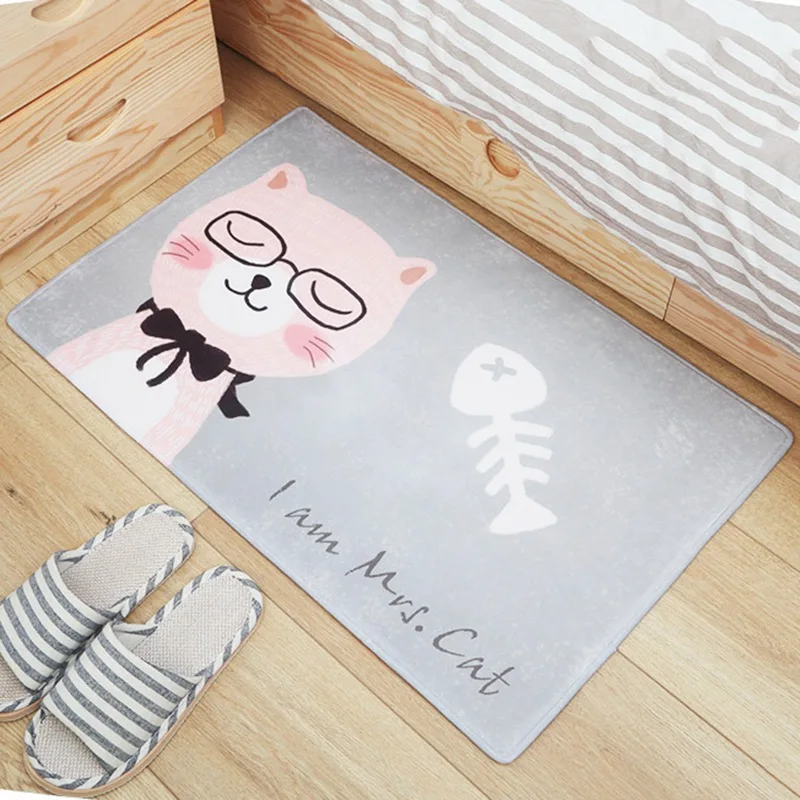 Kawaii Cartoon Doormat Kitchen Bathroom Rug Cat Rubber Floor Mat
