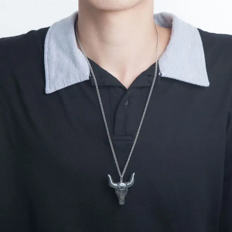 

Hematite Necklace Health Therapy Men Male Ox Head Pendant Jewelry Charms Chain Gifts Natural Power W2952001