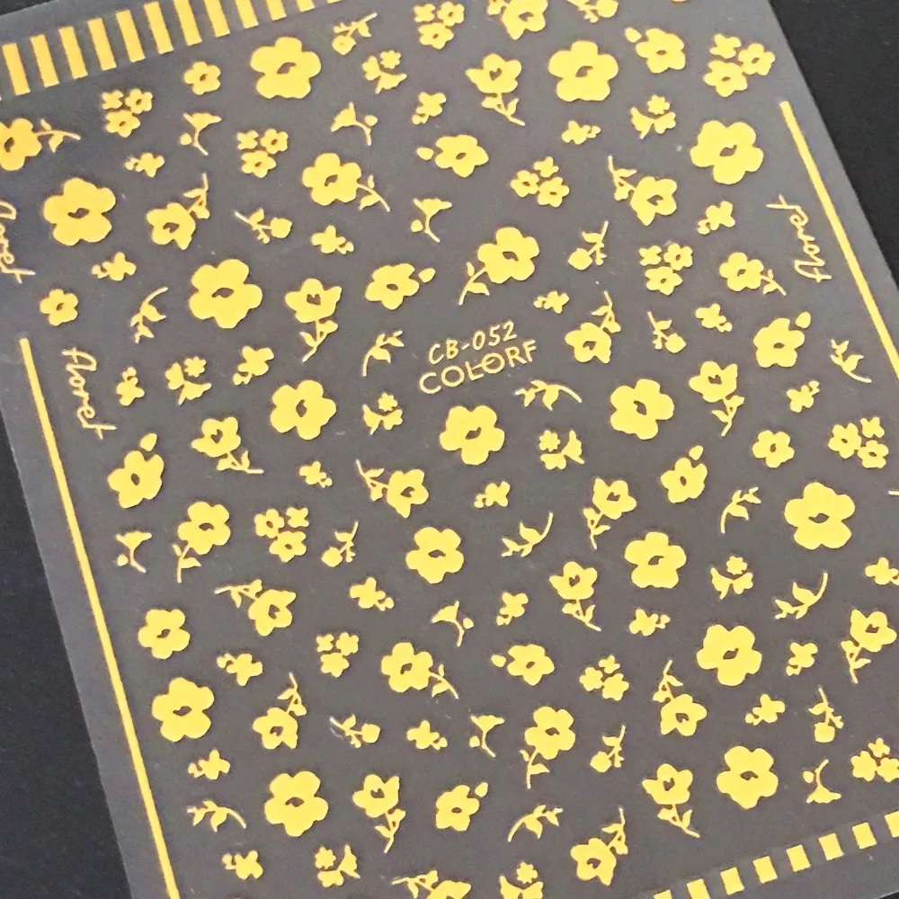 

Newest CB-052 Golden flower 3d nail art sticker Japan style nail decal stamping template nail decoration tools DIY