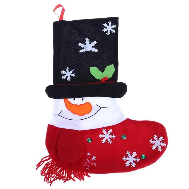 large christmas snowman flannel stocking gift bag tree hanging decor christmas ornaments home decor festive - Large Christmas Ornaments large christmas snowman flannel stocking gift bag tree hanging decor christmas ornaments home decor festive - Large Christmas Ornaments