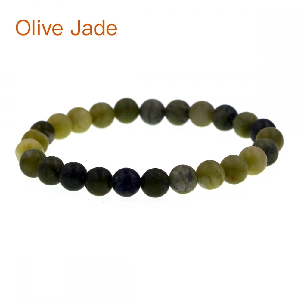 Natural stone 8mm olive jades beads stretch braceletin Strand