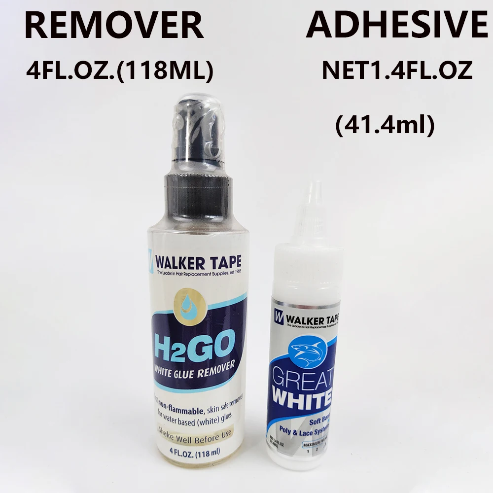 

1.4FL OZ Great White Hair Adhesive Soft Bond Wig Glue With 1 Bottle 4FL.OZ ml H2GO Hair Solvent Remover For Lace Wig Glue