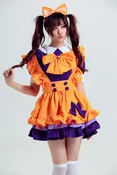 Аниме горничной оранжевое платье принцессы Лолиты, платье ресторана Косплей