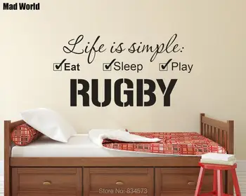

Mad World-Life is simple Eat Sleep Play Rugby Wall Art Stickers Wall Decal Home DIY Decoration Removable Decor Wall Stickers