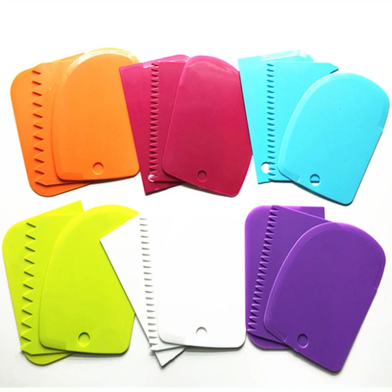 

3Pcs/set Plastic Dough Knife Icing Fondant Scraper Jagged Edge Plain Smooth Cake Paddle Cake Spatulas Baking Pastry Tools