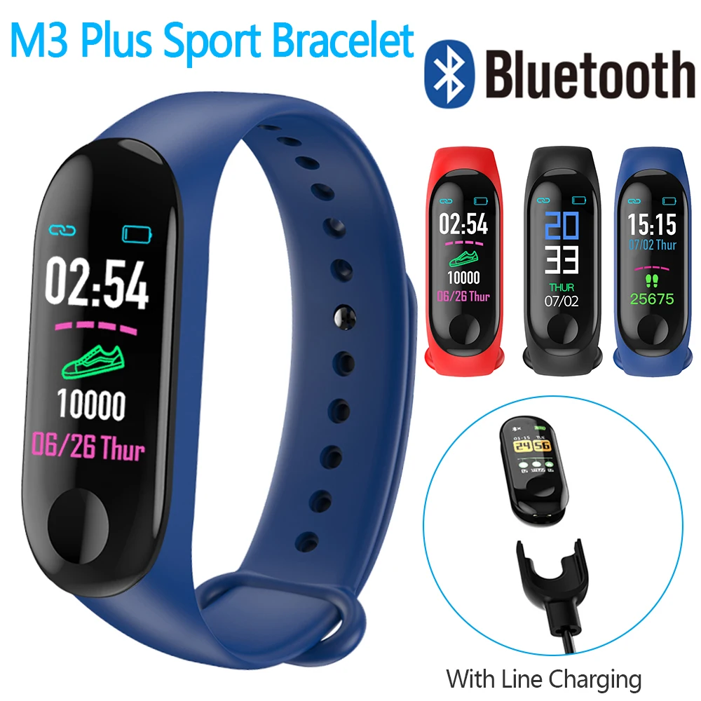 M3 Plus, умный Bluetooth браслет, спортивный шагомер, браслет, фитнес-часы, водонепроницаемые, пульс, бег, ходьба, счетчик шагов