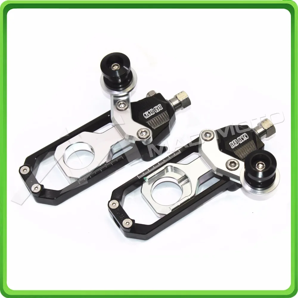 Motorcycle Chain Tensioner Adjuster with bobbin fit for APRILIA RSV4 2009 2010 2011 2012 2013 2014 Black & Silver (6)