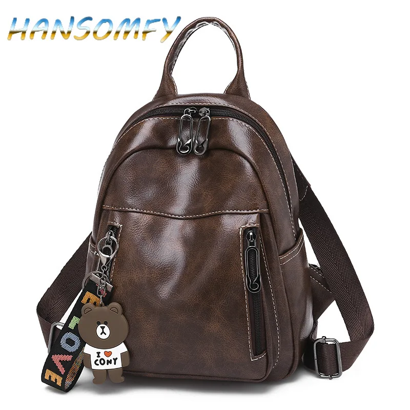 

women backpack leather school bags for teenager girls stone female preppy style small backpack Fashion soft leather bag MX-13