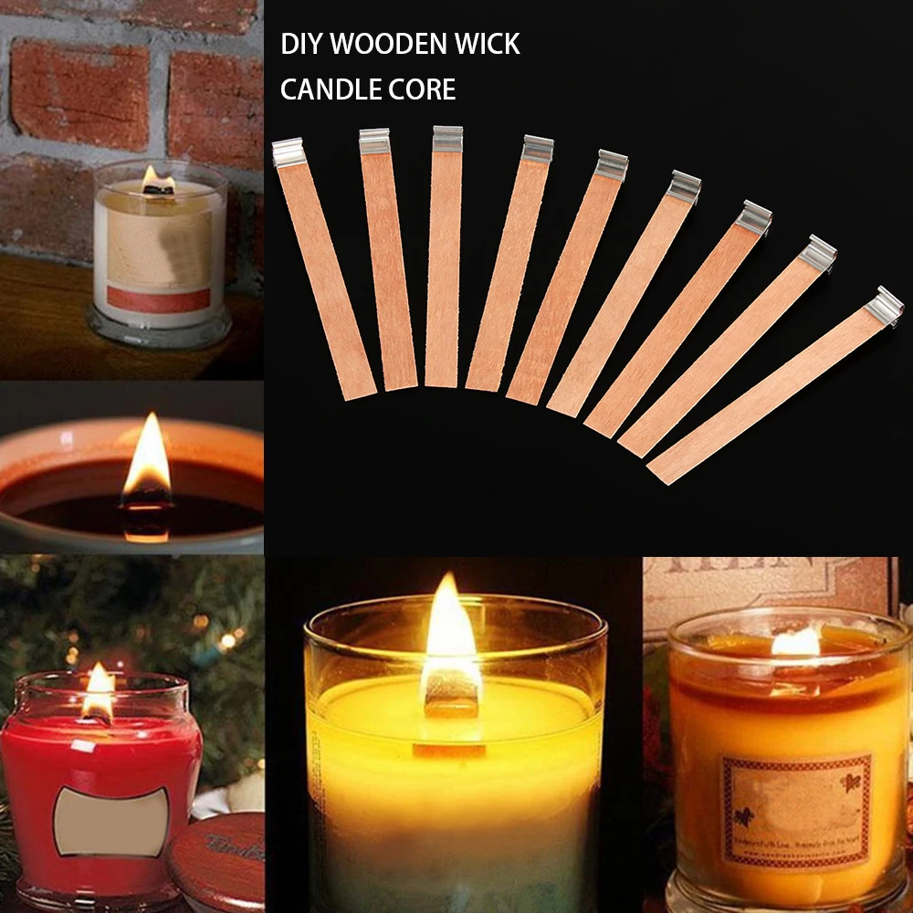 

20PCS/Pack Handmade Candles Wick Wooden Sustainer Tab Parffin Wax Core DIY Craft for Candle Making Supply