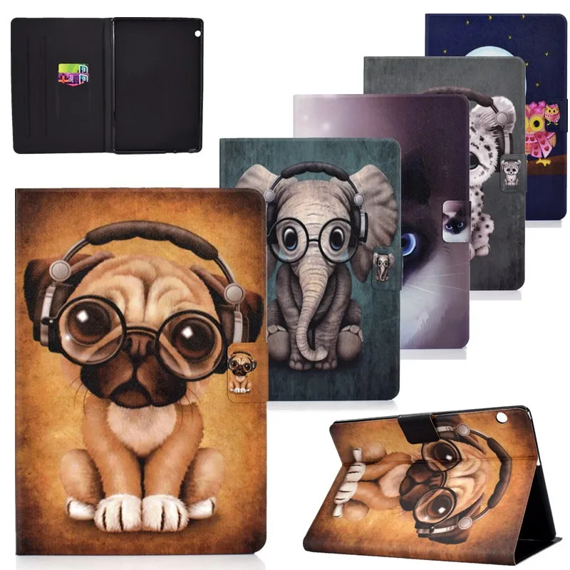 

Animal Pattern Stand Leather Cover Cases For Huawei MediaPad T5 10 AGS2-W09/L09/L03/W19 10.1'' Tablet Soft Wallet Shell + Film