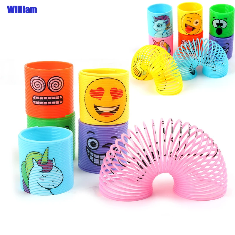 

12pcs/pack Unicorn Emoji Face Coil Springs Kid Carnival Prize Goody Bag Assorted Stuffers Fillers Birthday Party Gift Favors