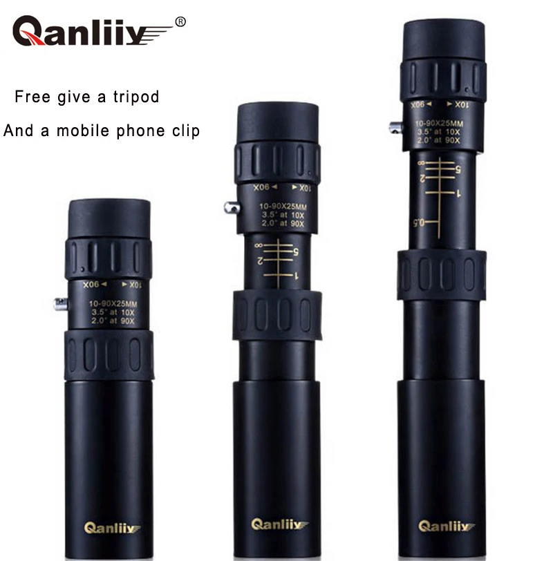 

All metal telescopic 10-90 times pocket mini monocular telescope high hd night free send a tripod top Brand Qanliiy