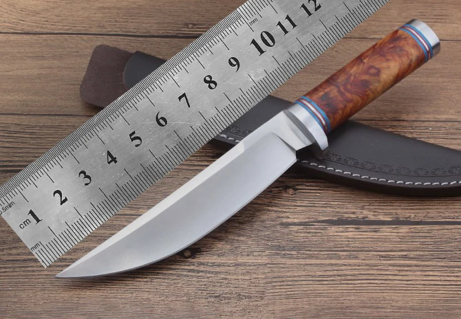 

Imported DC5 blade Golden sandalwood handle straight knifeTactical EDC Tool outdoor camping survival exploration pocket knife