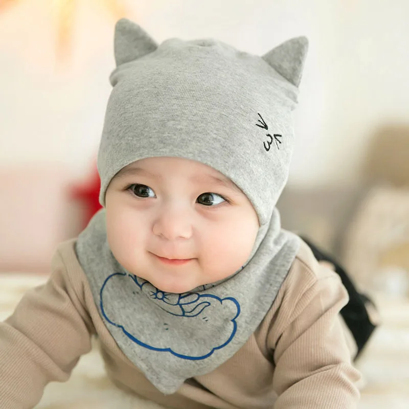 2018 Hot Sale Unisex Baby Hat + Scarf Cap Cotton 0-6M Cute Animal Pattern Newborn Photography Props Newborn Baby Accessories (1)
