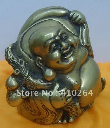 

Tibetan Buddhist bronze MAITREYA happy Buddha statue good lucky gift for Xsmas