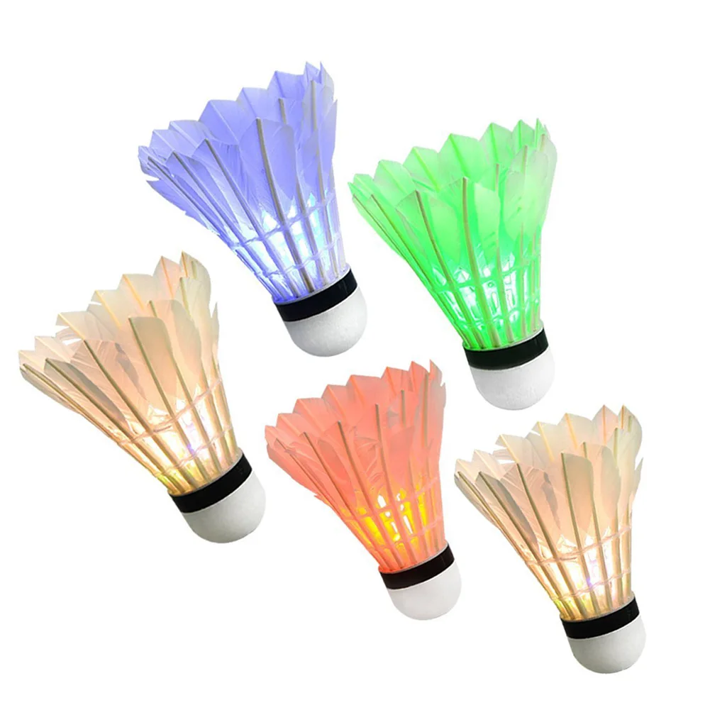 5 Pcs/ Set Colorful LED Badminton Shuttlecocks Dark Night Glow Birdies