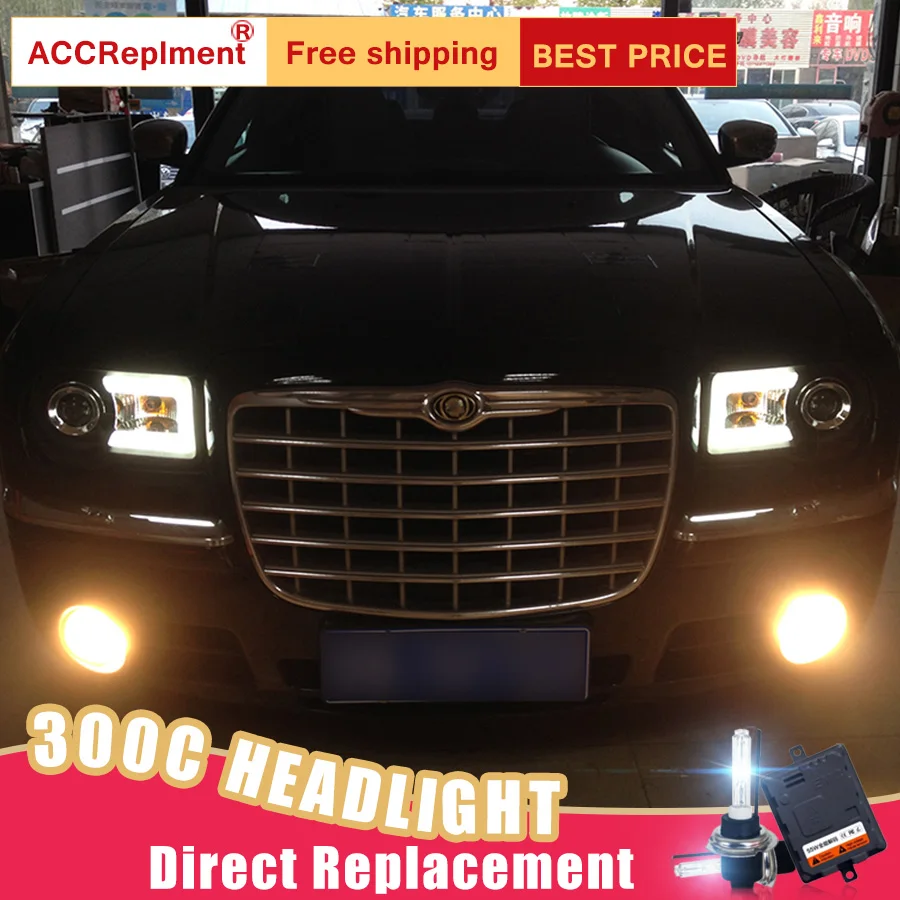 2 шт. светодиодный фары для Chrysler 300C 2005-2012 светодиодный Автомобильные фары ангельские глазки комплект ксеноновых фар, Высокопрочная конструкция протовотуманная подсветка Габаритные огни