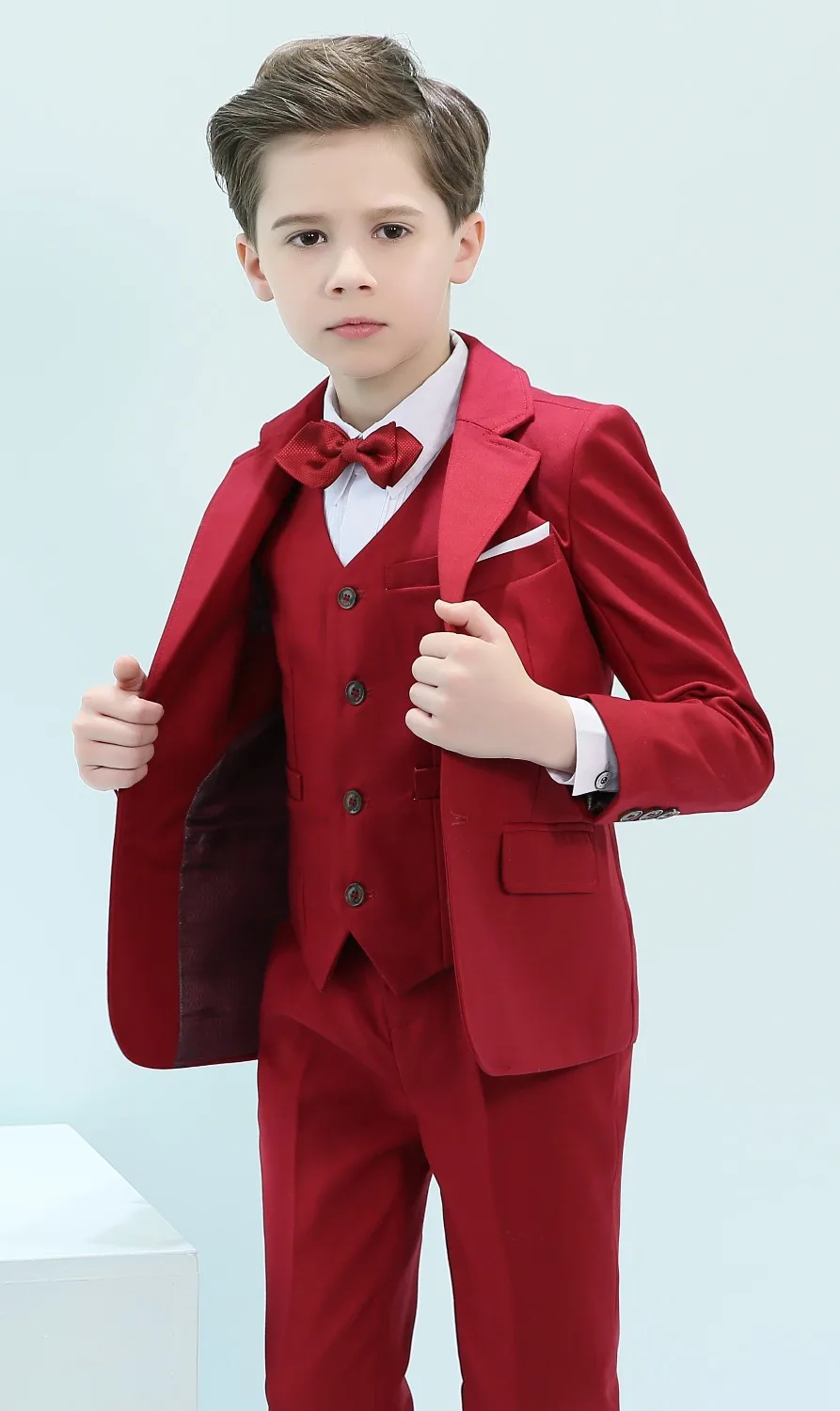 Костюмы для мальчиков 5 шт. 3 цвета Slim Fit подносителя колец костюм - Цена: 