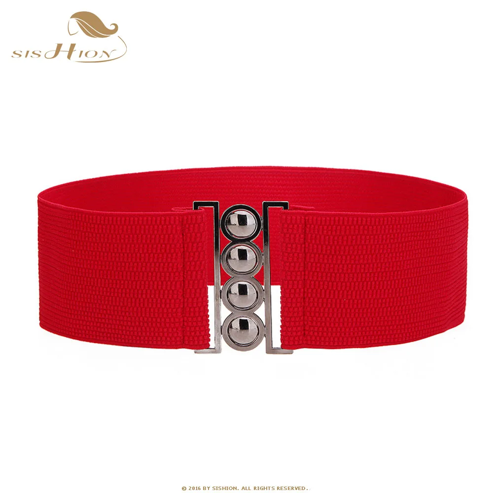 

SISHION Wide Woman Ladies Belt ceinture femme 64-85cm Elastic Belt for Women Black Red White Waist Belts VB0004