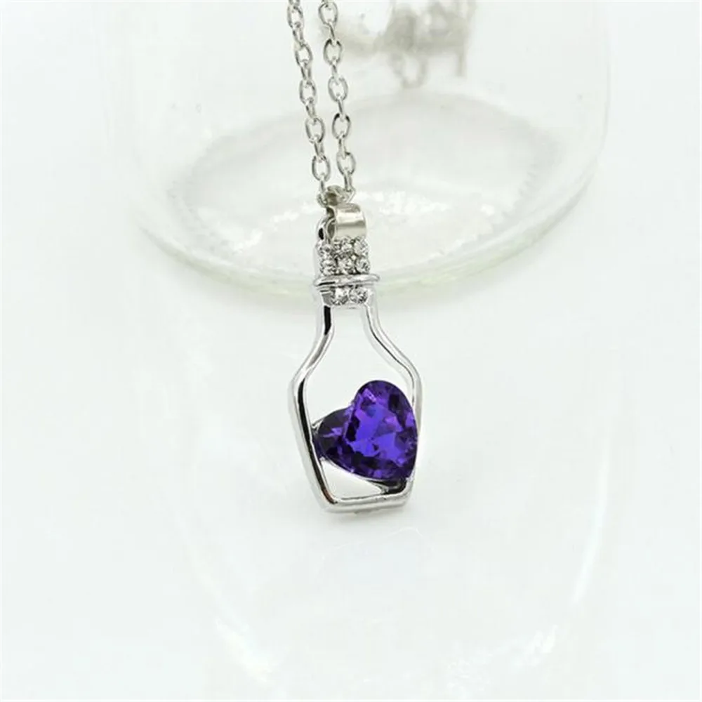 

New fashion drift bottle crystal necklace inlaid pendant necklace jewelry women's handmade exquisite necklace gift 2019