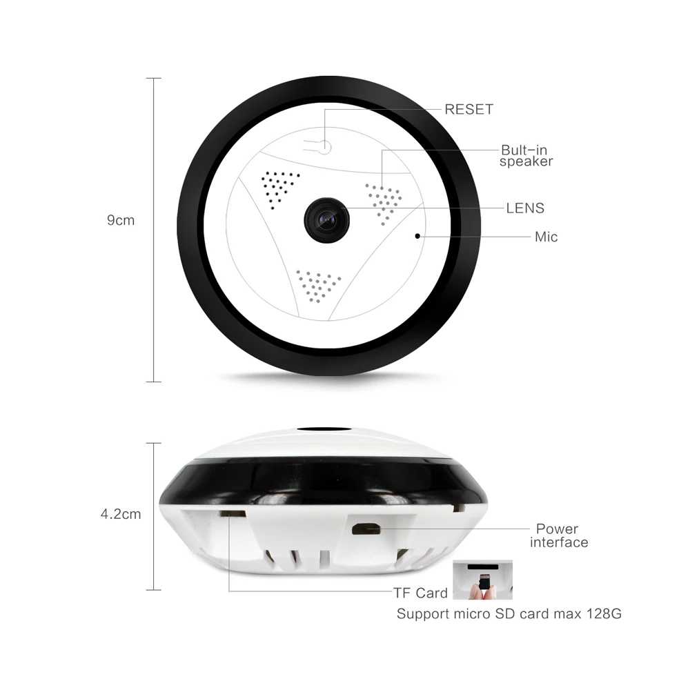 Панорамная камера видеонаблюдения YuBeter Wi Fi 360 IP 960 МП беспроводная цифровая