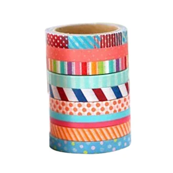 

10pcs Mini tape creative dividing line and paper tape hand account diy border separate lines fine paper tape for Scrapbooking(