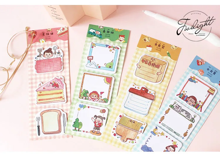 Kawaii Cute Sticky Notes Девушки Повседневная жизнь самоклеящиеся заметки memo pad 3x20 листов/pc N раз блокноты школьные офисные принадлежности