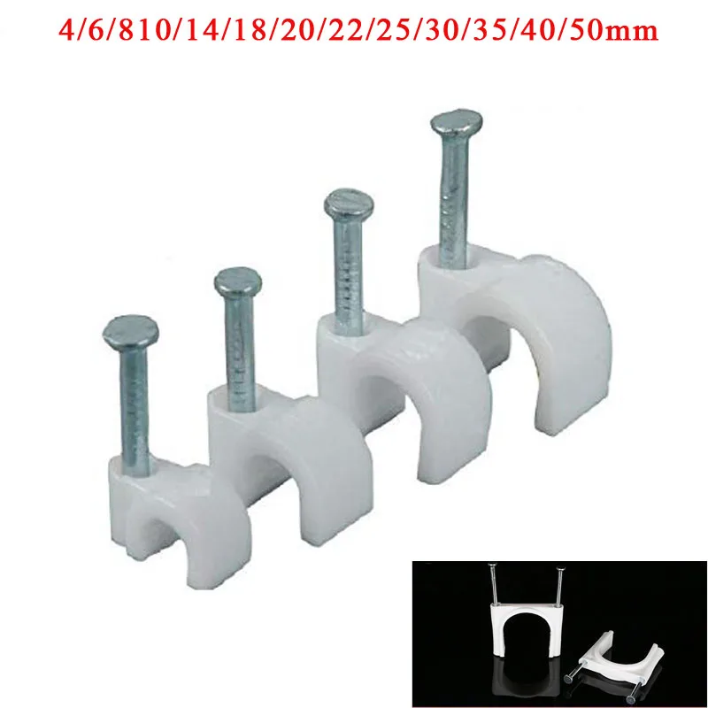 Clip de tornillo y sujetador de Cable redondo, gestión de Clip de Cable eléctrico, Clips de Cable Coaxial RG59 CAT6|Alambres y cables| - AliExpress