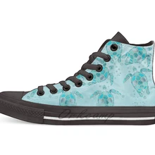 Гламурная Аква бирюзовый черепаха подводный пейзаж дышащая Повседневная Высокая Топ на шнуровке холщовая обувь кеды для Прямая