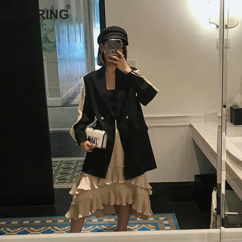 

GETSRING Women Blazer Chiffon Sleeve Long Blazer Jacket Single Button Womens Blazers Long Sleeve Loose Long Jackets Spring 2019