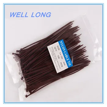 

200pcs/lot 3*150mm Brown Self-Locking Nylon Wire Cable Zip Ties, Cable Ties.