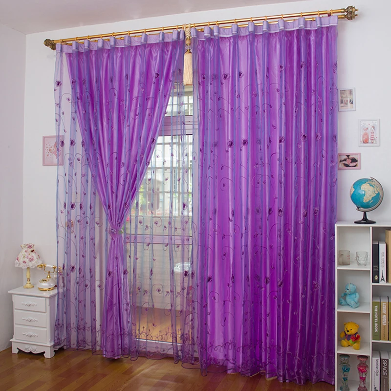 Us 4 4 33 Off Modern Rose Embroidered Blinds Pink Purple Yellow Burgundy Bedroom Wedding Room Living Room Window Drapes Curtains Nets Wp256c In