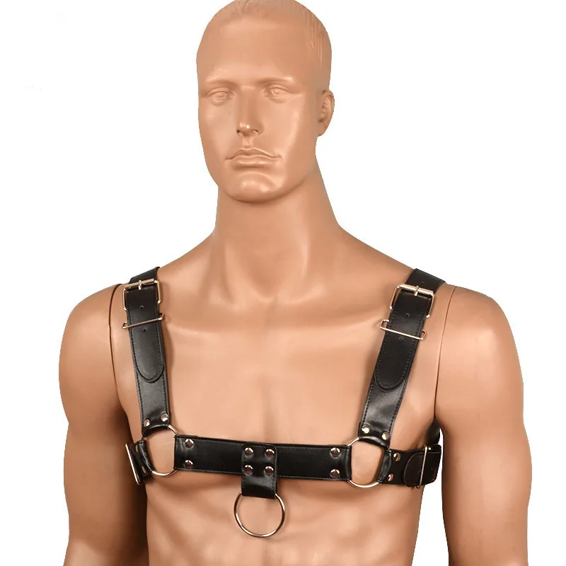 Pu-Leather-Male-Bondage-Harness-Body-Bdsm-Fetish-Slave-Restraints-Bondage-Clothes-Strap-Belt-Chest-Adult