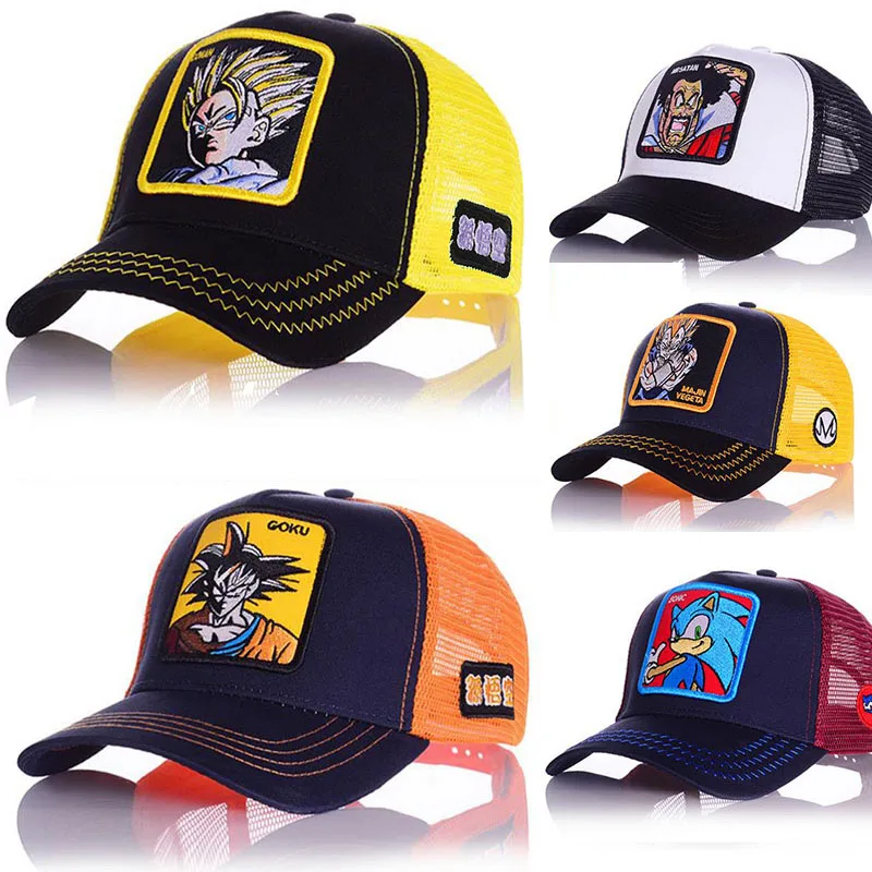 

High Qualit Cartoon Anime Dragon Ball Baseball Caps Men Women Snapback Hip Hop Cap Summer Breathable Mesh Trucker Hat Dad Hats