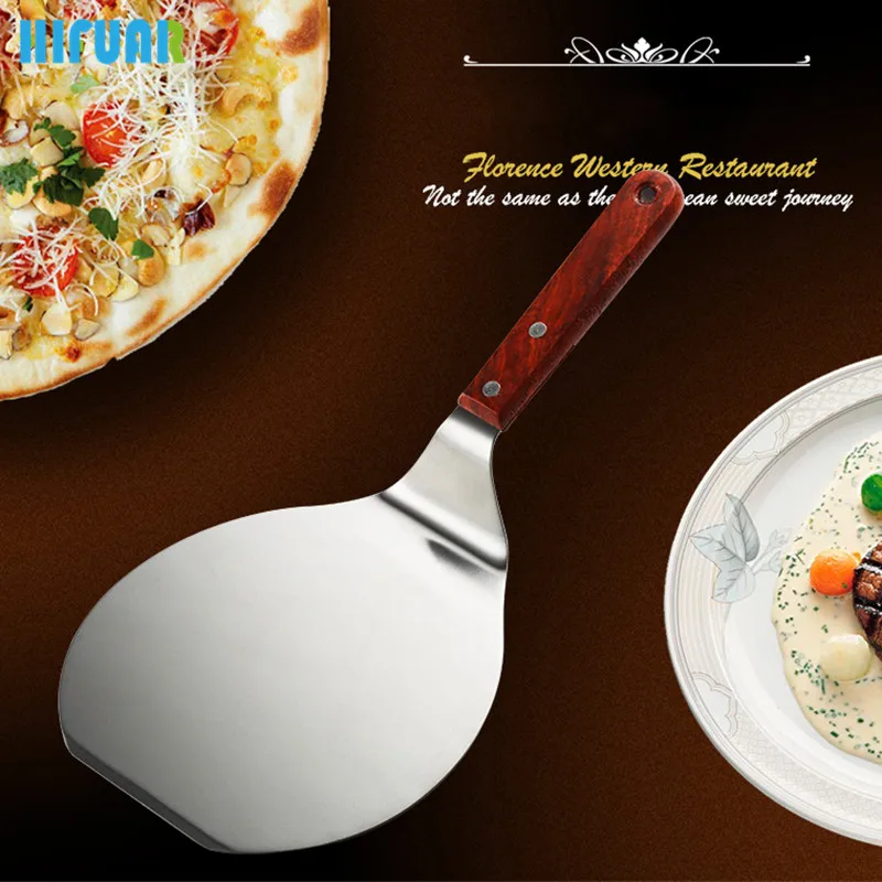 

Hifuar 8 Inch Stainless Steel Pizza Peels Wood Handle Burger Peel Baking Oven Utensils Bread Pizza Kitchen Tools