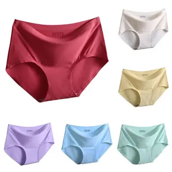 

Sexy Women Lingerie Solid Color One Piece Seamless Cool Silk Panties Summer Breathable Thin Briefs Underwear Women Intimates