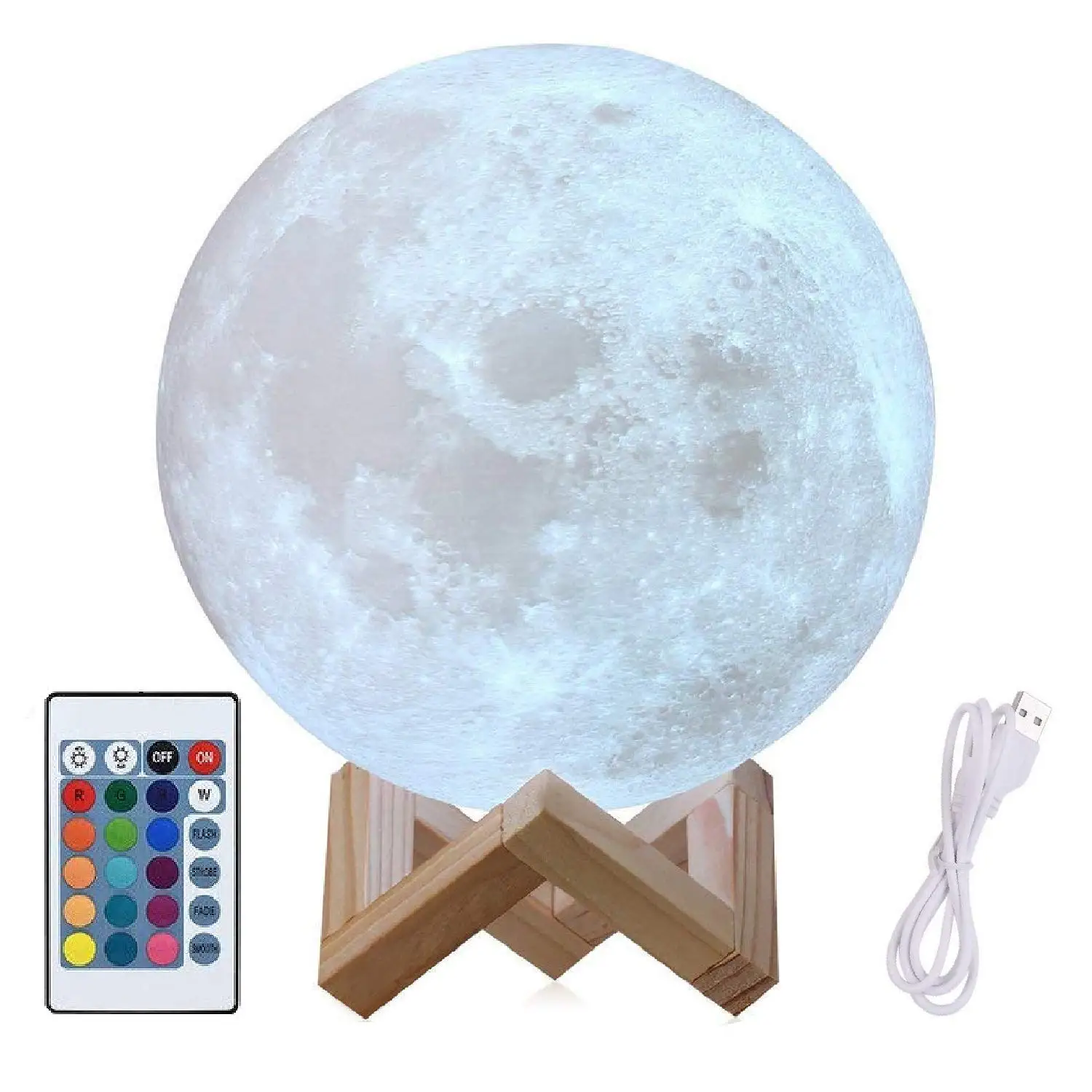 

16 Colors Led Night Light Remote Control Usb 3d Printing Moon Lamp Luminarias Kids Room Lamp Battery Powered Change Moon Light