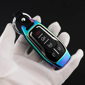 

Zinc Alloy Auto Smart Key Case Car Protective Remote Key Cover Skin Shell For Ford Mustang 2017 New Explorer Taurus
