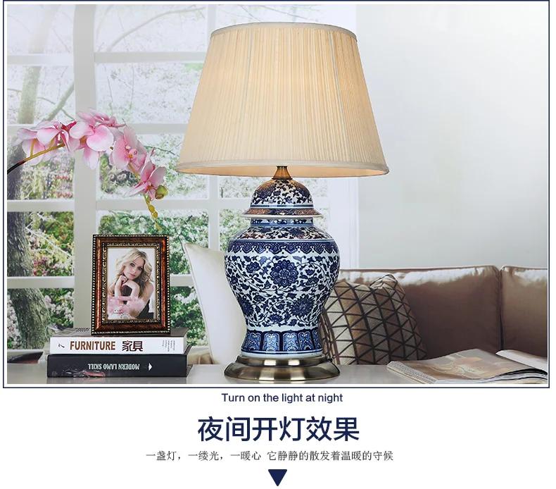 Jingdezhen Vintage style porcelain ceramic desk table lamps for bedside chinese Blue and White Porcelain table lamp bedside (11)