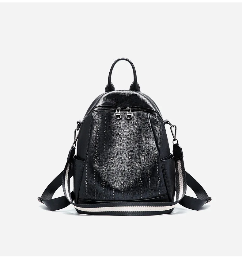 Moxi высококачественный Женский рюкзак из натуральной кожи, подростковые школьные сумки, рюкзаки большой вместимости, дорожные сумки черного цвета