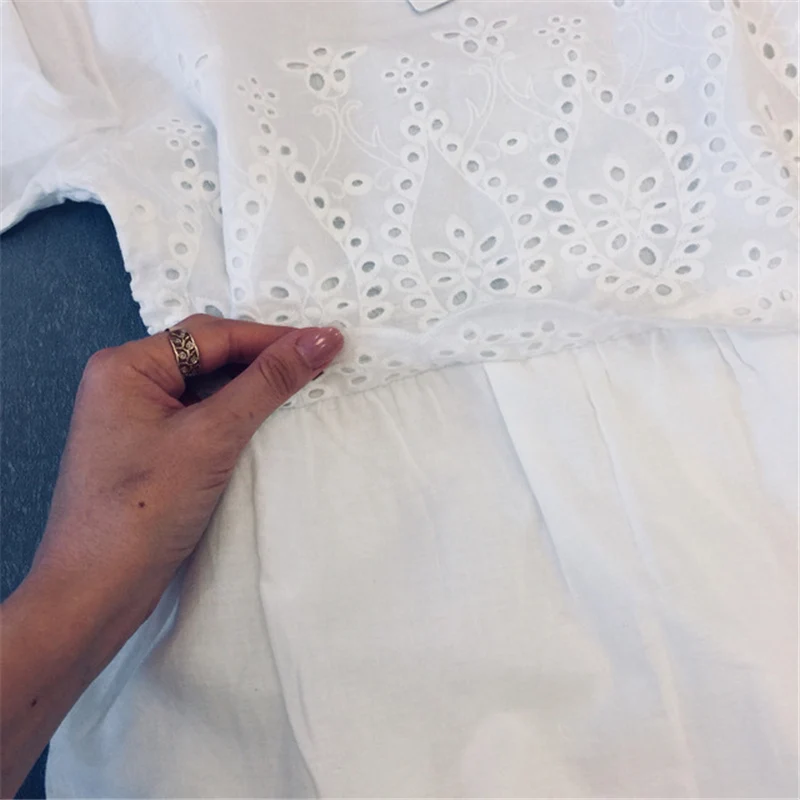 RUGOD летнее Элегантное открытое белое кружевное платье Женская Повседневная Туника с круглым вырезом и коротким рукавом хлопковое платье с подкладкой Vestidos