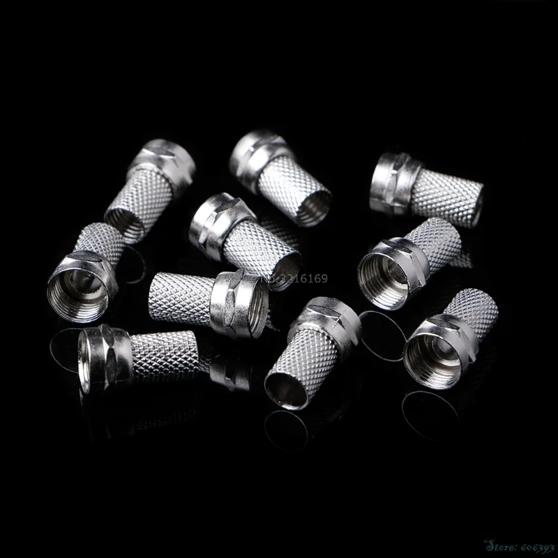 For 10Pcs/Set 75-5 F Connector Screw On Type RG6 Satellite TV Antenna Coax Cable Twist-on Promotion | Обустройство дома
