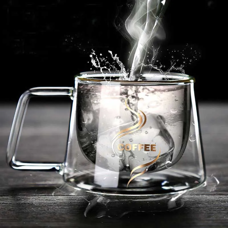 Irish Double Wall Insulated Glass Coffee Cups Durable Borosilicate