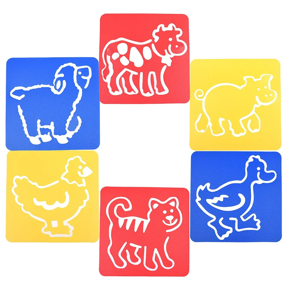 

Set of 6 Assorted Color Lovely Pet Drawing Painting Stencils Templates for Kids